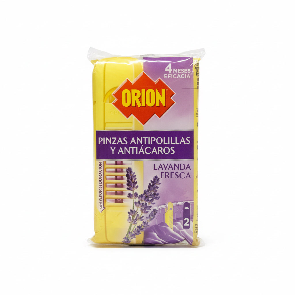 Pinzas Antipolillas y Antiácaros Lavanda Fresca Orion 2 Unidades