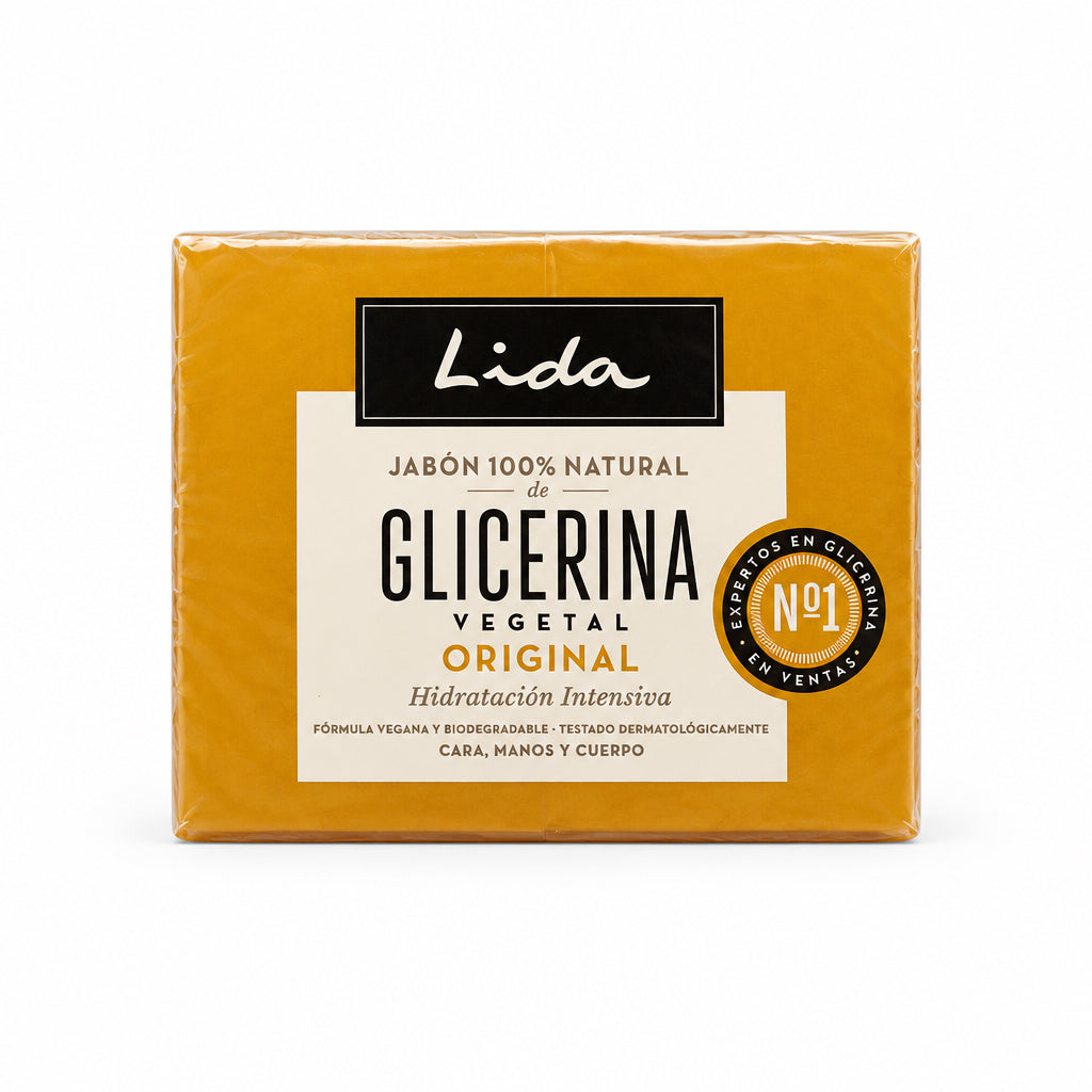 Jabón 100% Natural de Glicerina Vegetal Original Hidratación Intensiva Lida 2x125grs