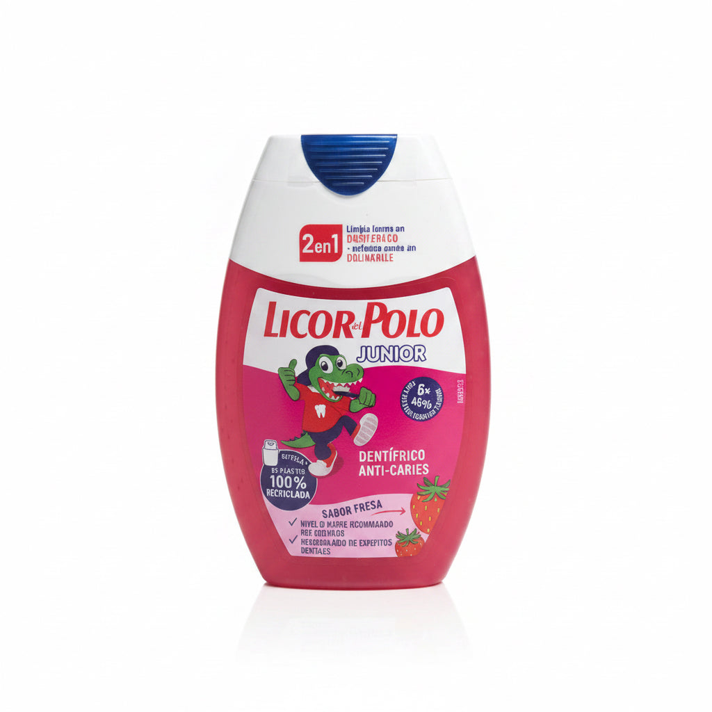 Licor del Polo Junior 2 en 1 Dentífrico + Enjuague Anticaries: Sabor fresa 75 ml