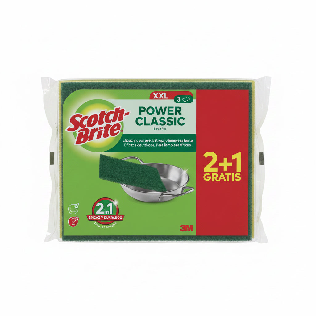 Pack de Fibras Limpiadoras Scotch-Brite Power Classic XXL (2+1 Gratis)