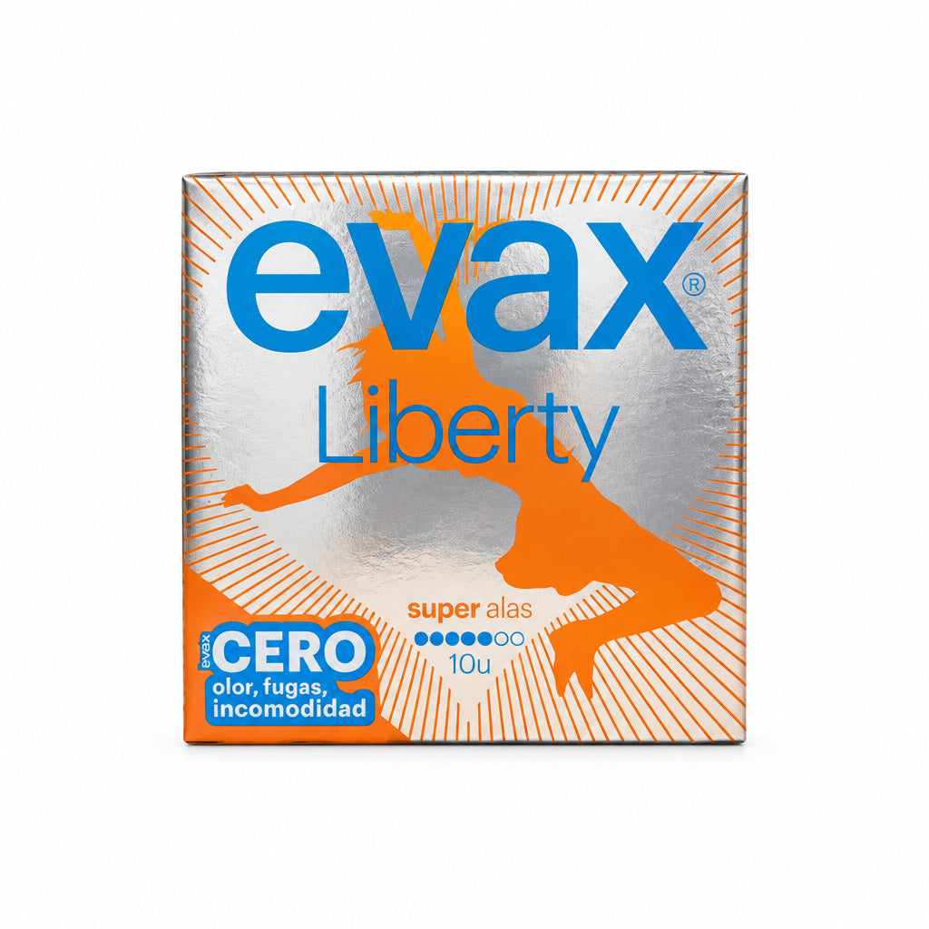 Evax Liberty Compresas Super con Alas Cero Olor, Fugas e Incomodidad 10 Unidades