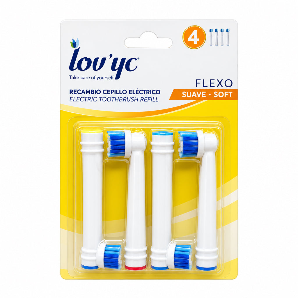 Recambio de Cepillo Eléctrico Flexo Suave 4 unidades Lov'yc 4und