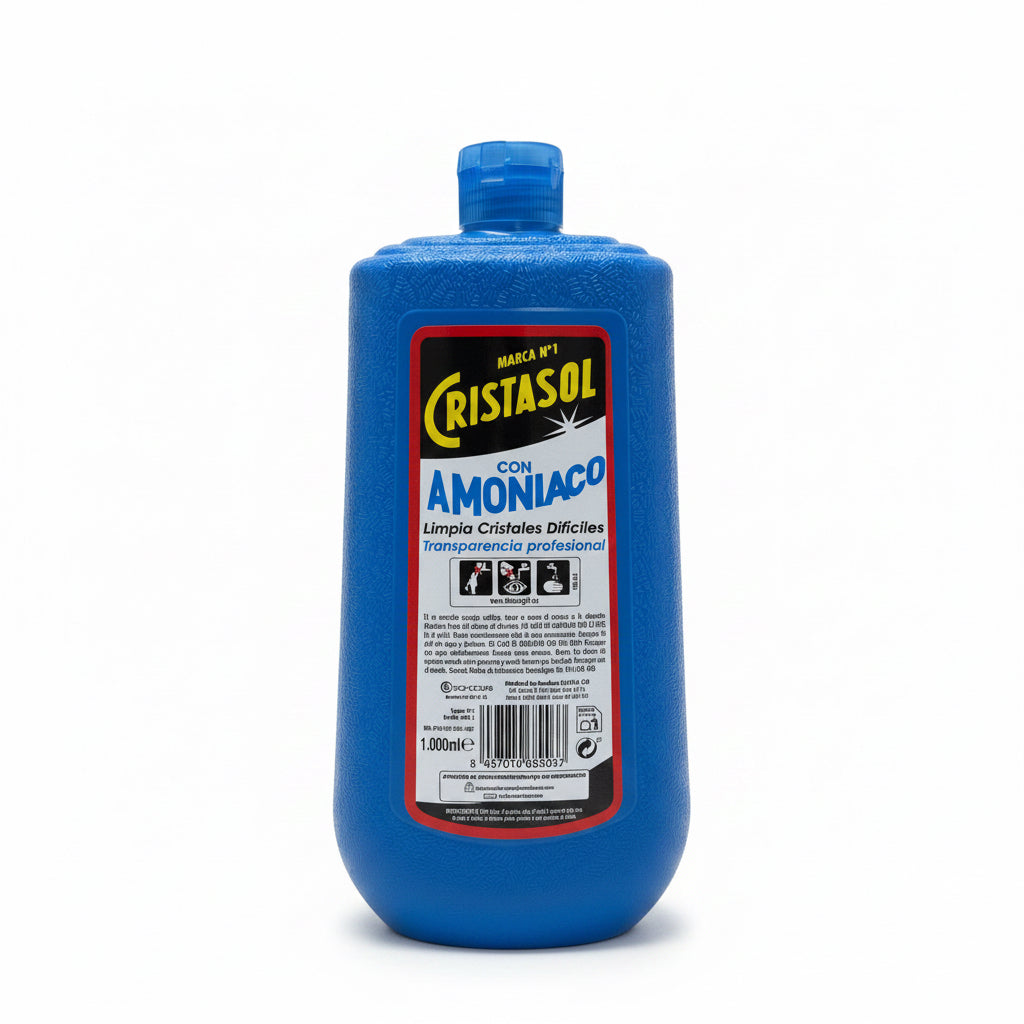 Cristasol Limpiacristales con Amoniaco 1.000 ml - Para Cristales Difíciles y Transparencia Profesional
