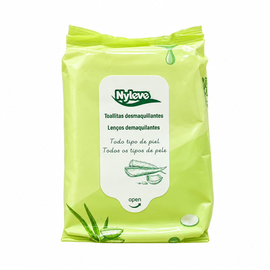 Nyleve Toallitas Desmaquillantes con Aloe Vera para Todo Tipo de Piel Limpieza y Cuidado Facial 165g