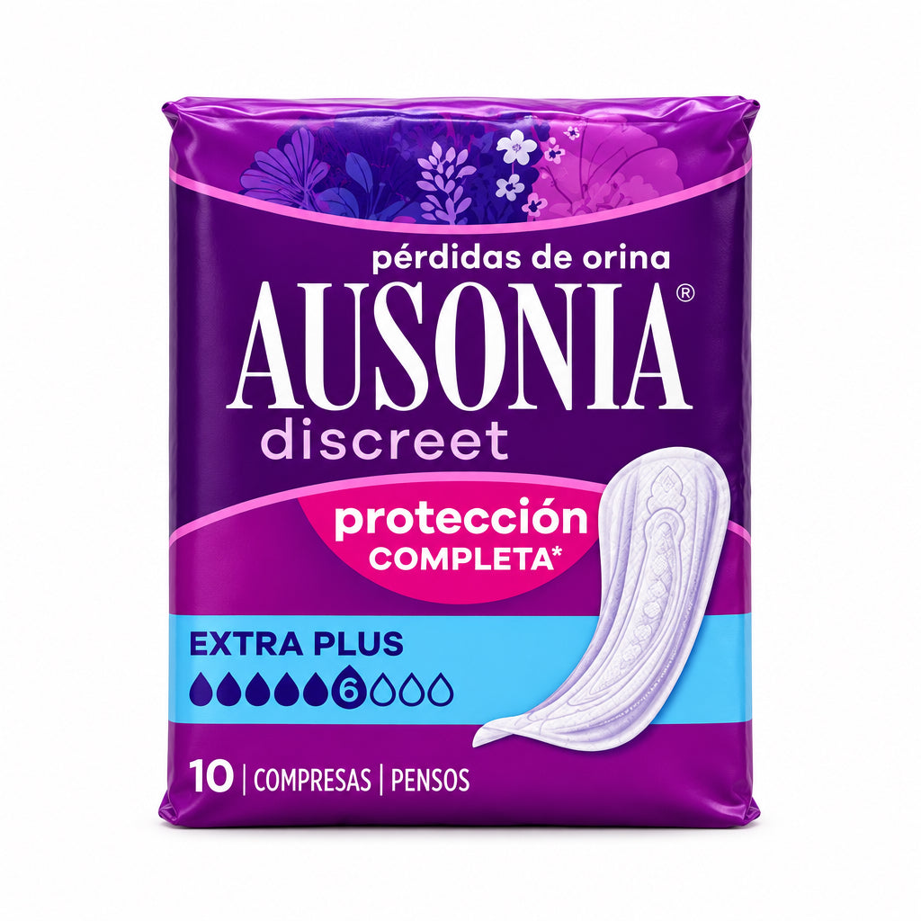Ausonia Discreet Compresas para Pérdidas de Orina Extra Plus Protección Completa 10 Unidades
