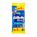 Gillette Blue II Plus Maquinillas de Afeitado Desechables 5 + 1 Unidades Gratis 2 Hojas Revestimiento de Cromo Mango Easy Grip