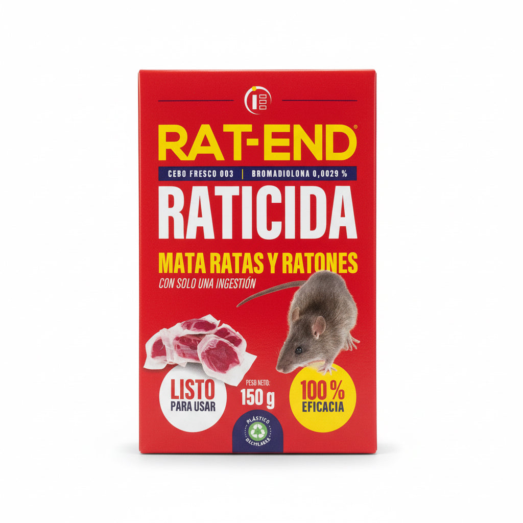 Raticida Mata Ratas y Ratones Cebo Fresco 150 g Rat-End 150g