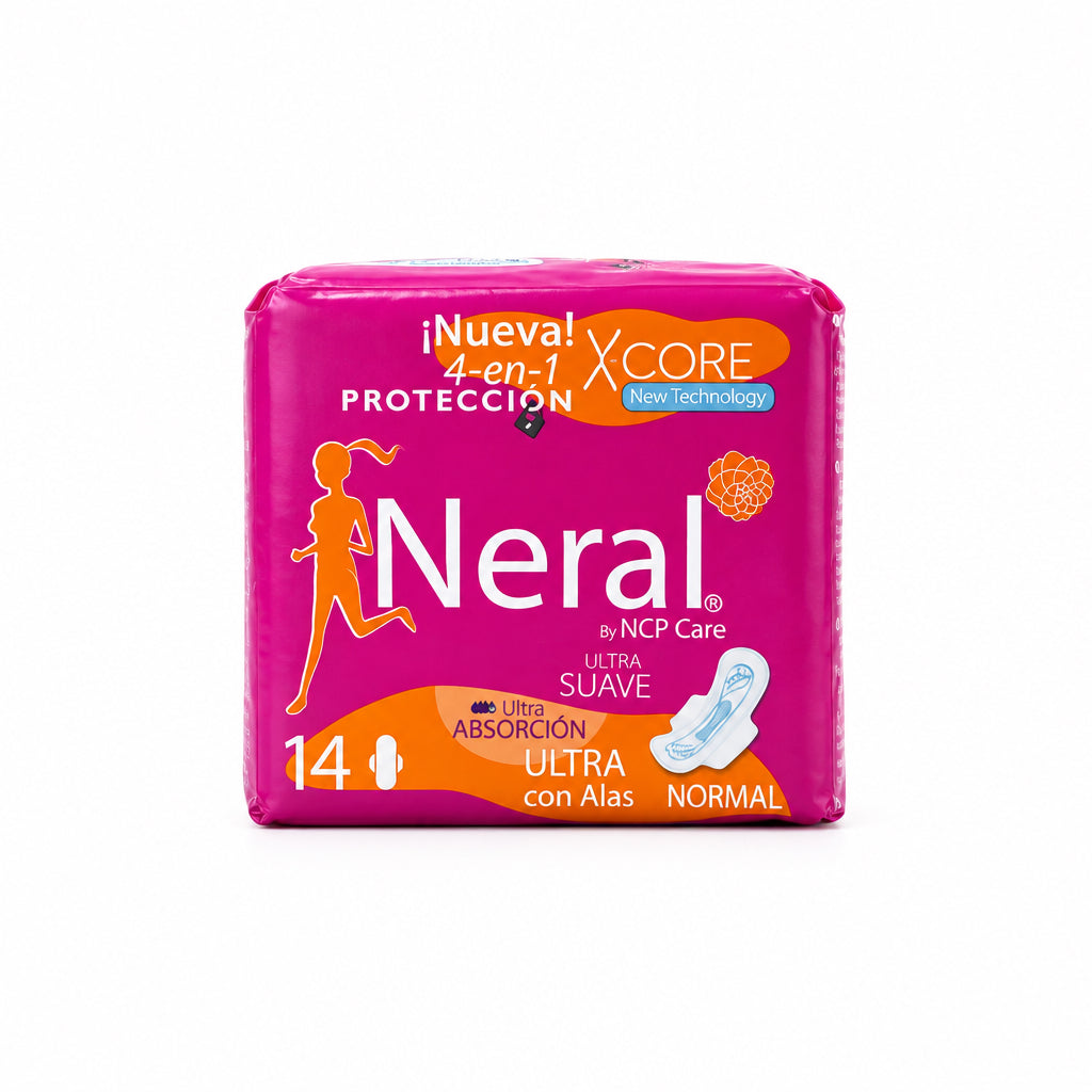 Neral by NCP-Care Compresas Ultra Suave Normal con Alas 4 en 1 Protección Ultra Absorción 14 Unidades