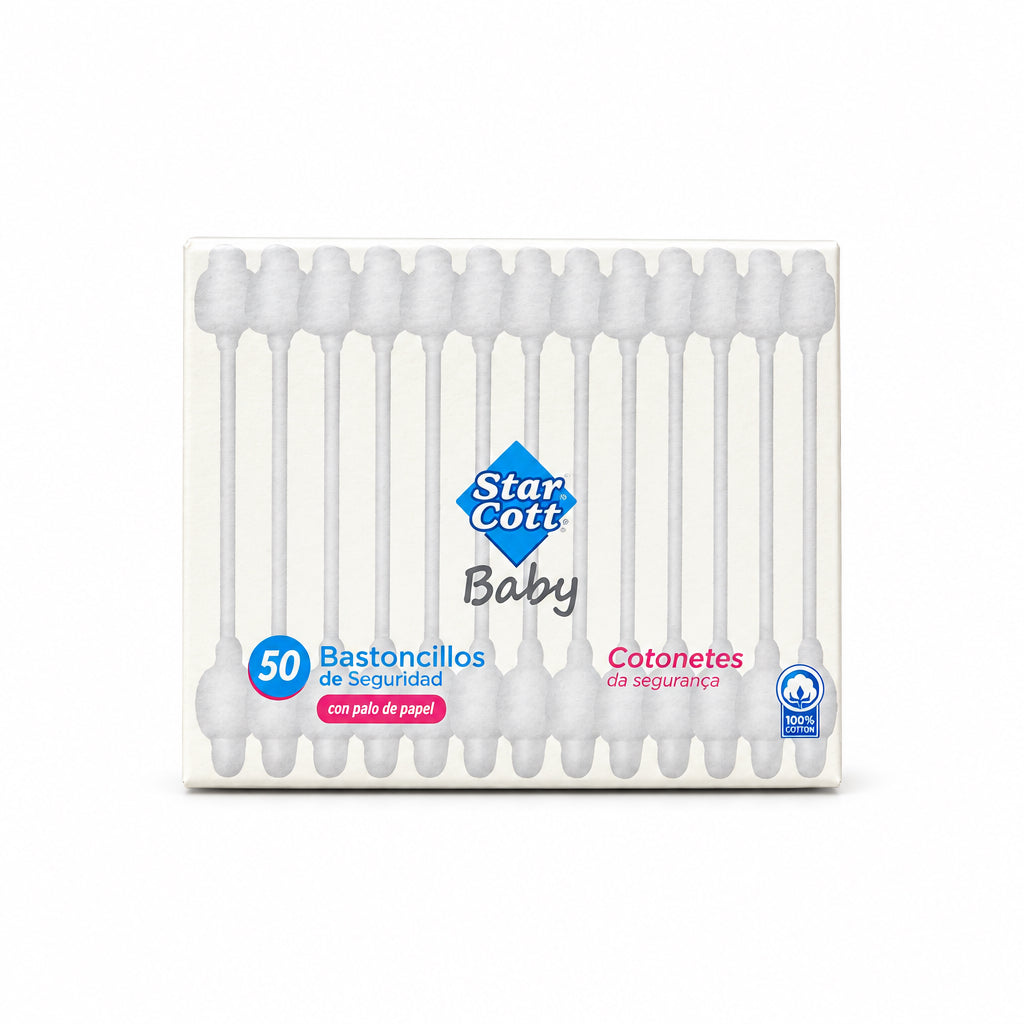 Bastoncillos de Seguridad Baby con Palo de Papel 50 Unidades Star Cott