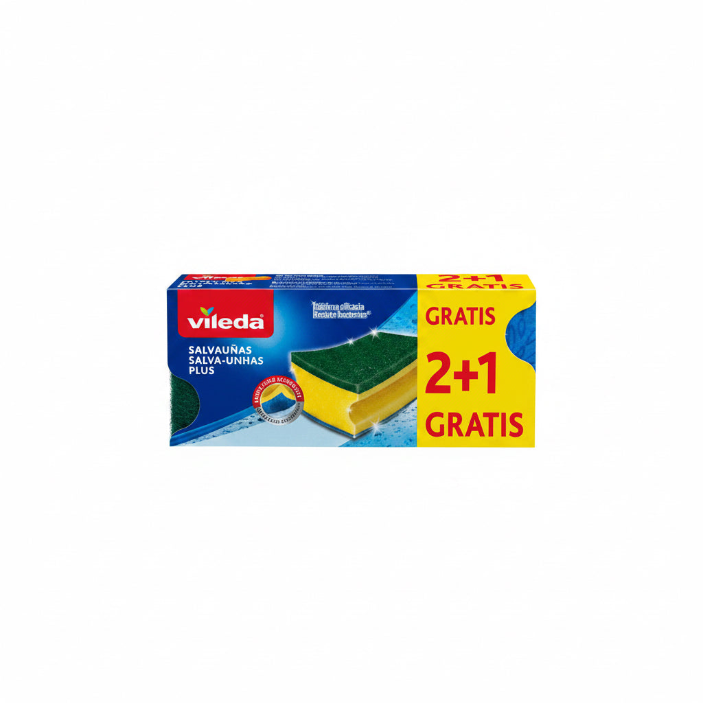 Pack de Esponjas Vileda Salvauñas Plus (2+1 Gratis)