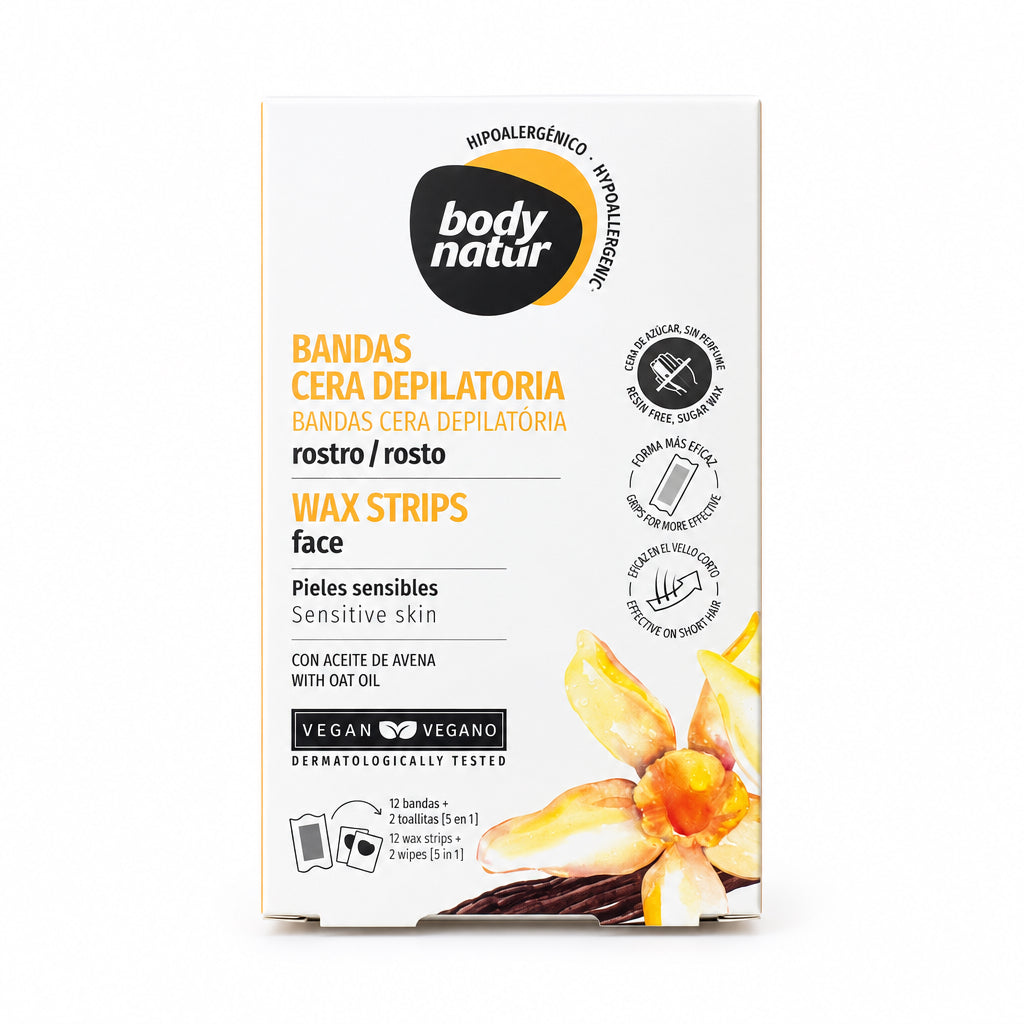 Body Natur Bandas Cera Depilatoria Rostro Pieles Sensibles Con Aceite de Avena 12 und