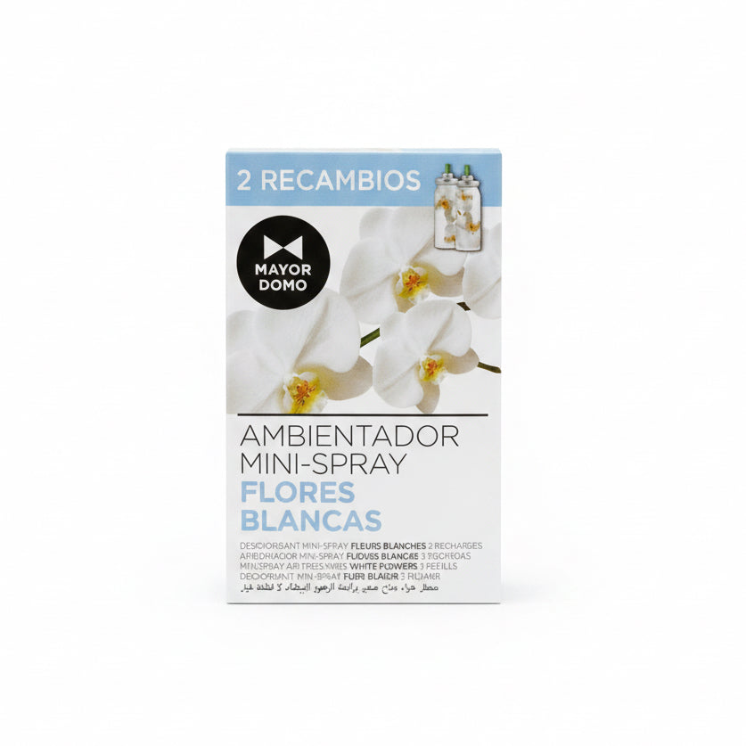 Pack de 2 Recambios Ambientador Mini Spray Flores Blancas Mayordomo