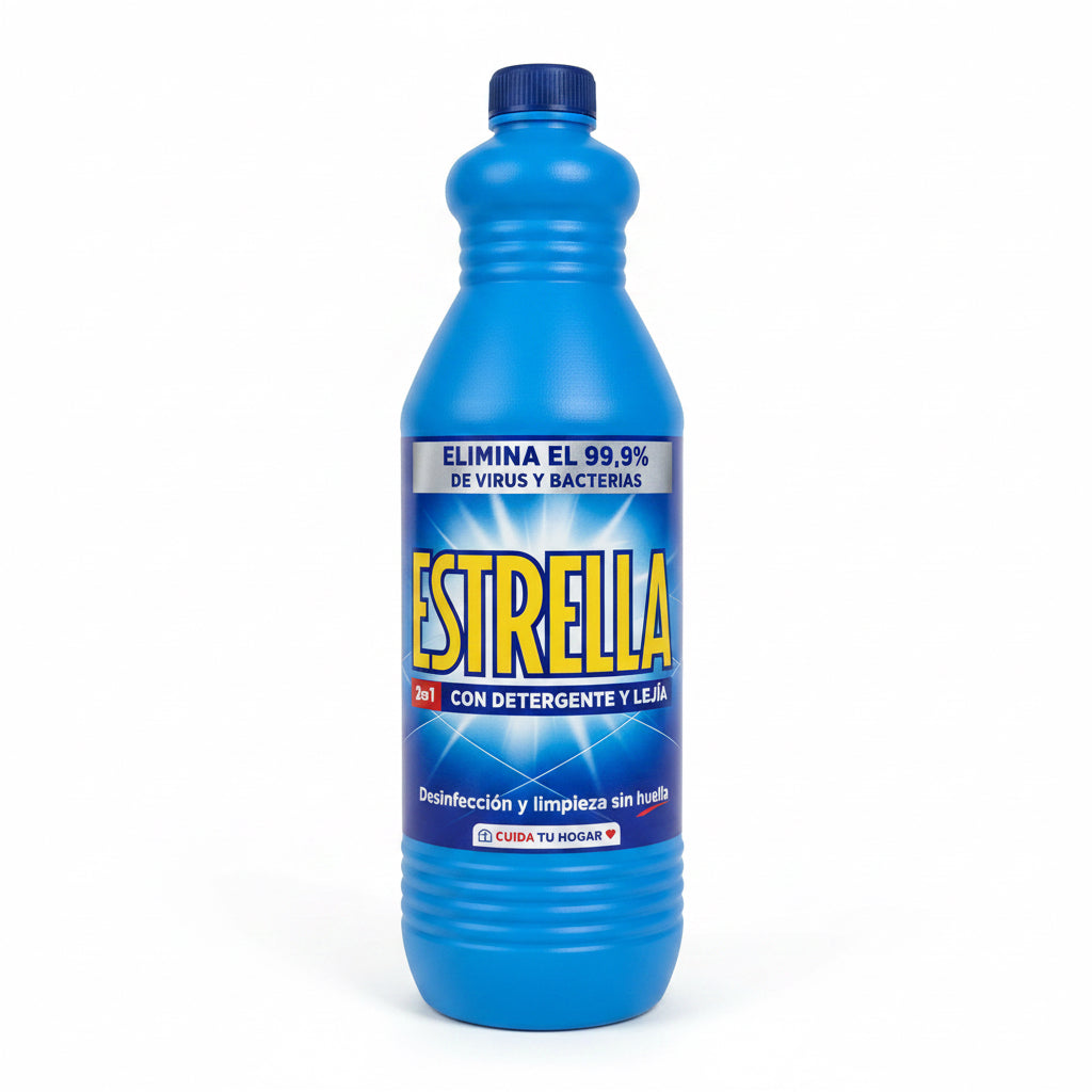 Estrella 2 en 1 Detergente y Lejía Original - Desinfección y Limpieza sin Huella 1430ml