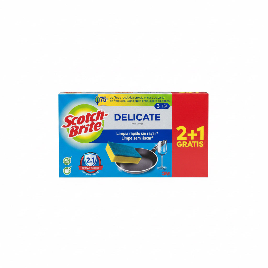 Pack de Esponjas Scotch-Brite Delicate No Raya (2+1 Gratis)