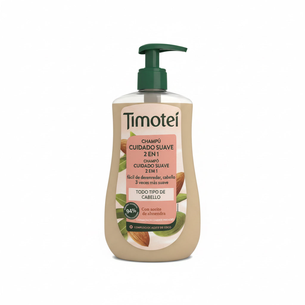 Champú Cuidado Suave 2 en 1 Timotei con Aceite de Almendra - Todo Tipo de Cabello 600ml
