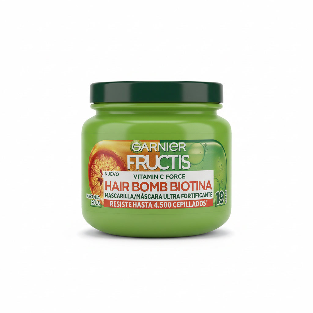 Mascarilla Ultra Fortificante Hair Bomb Biotina Vitamin C Force Fructis Garnier 320ml