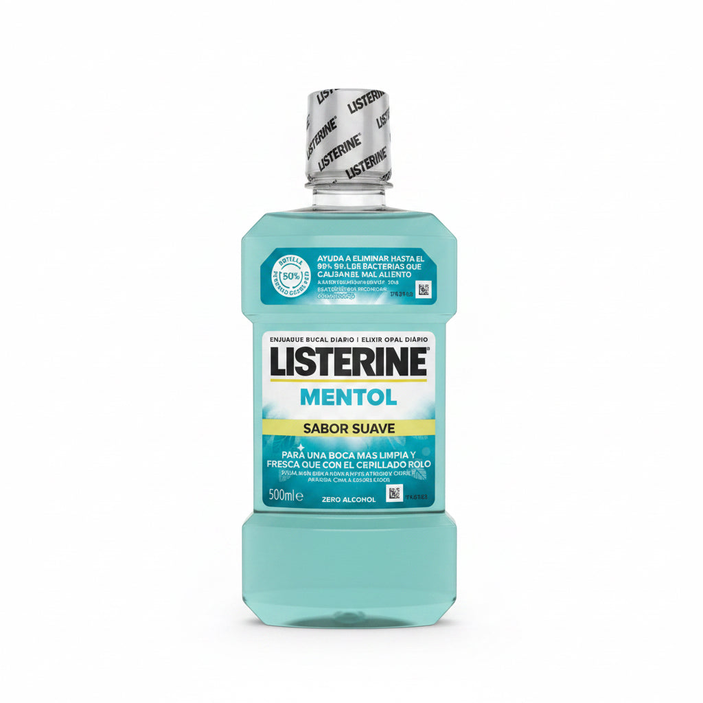 Listerine Mentol Sabor Suave – Enjuague Bucal Sin Alcohol 500 ml