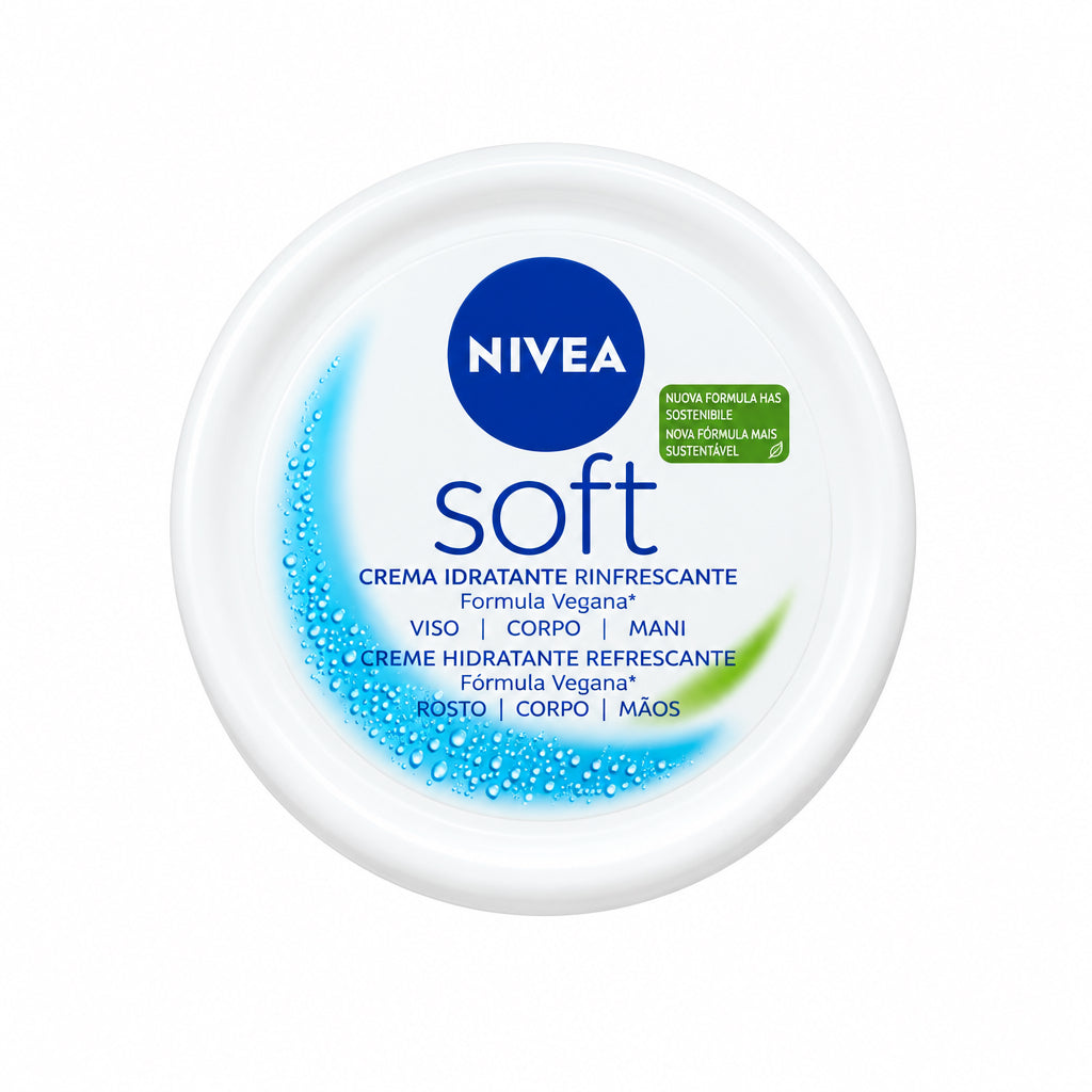 Nivea Soft Crema Hidratante Refrescante Rostro, Cuerpo y Manos Fórmula Vegana Sostenible 200ml