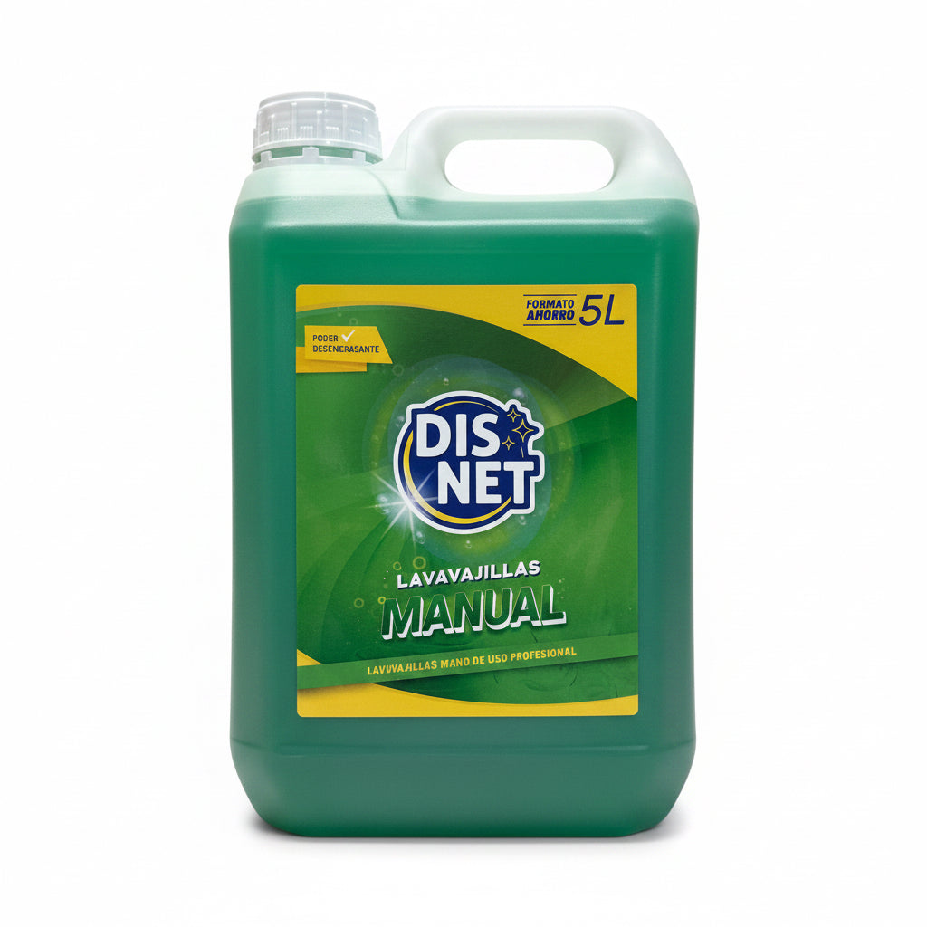 Detergente Lavavajillas Manual DISNET - Alto Poder Desengrasante Formato Ahorro 5 Litros