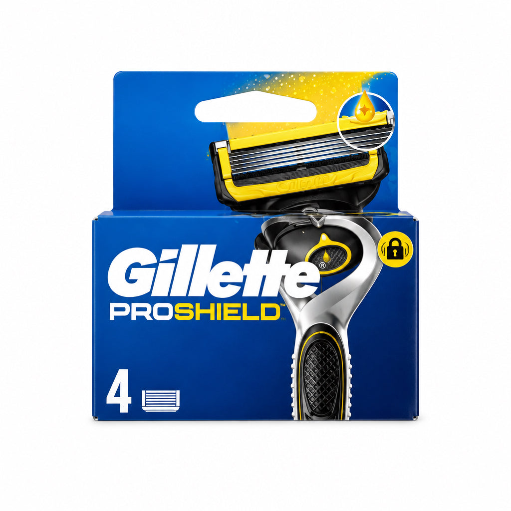 Gillette ProShield Recambios de Maquinilla de Afeitado 4 Unidades Lubricación Antes y Después de las Hojas