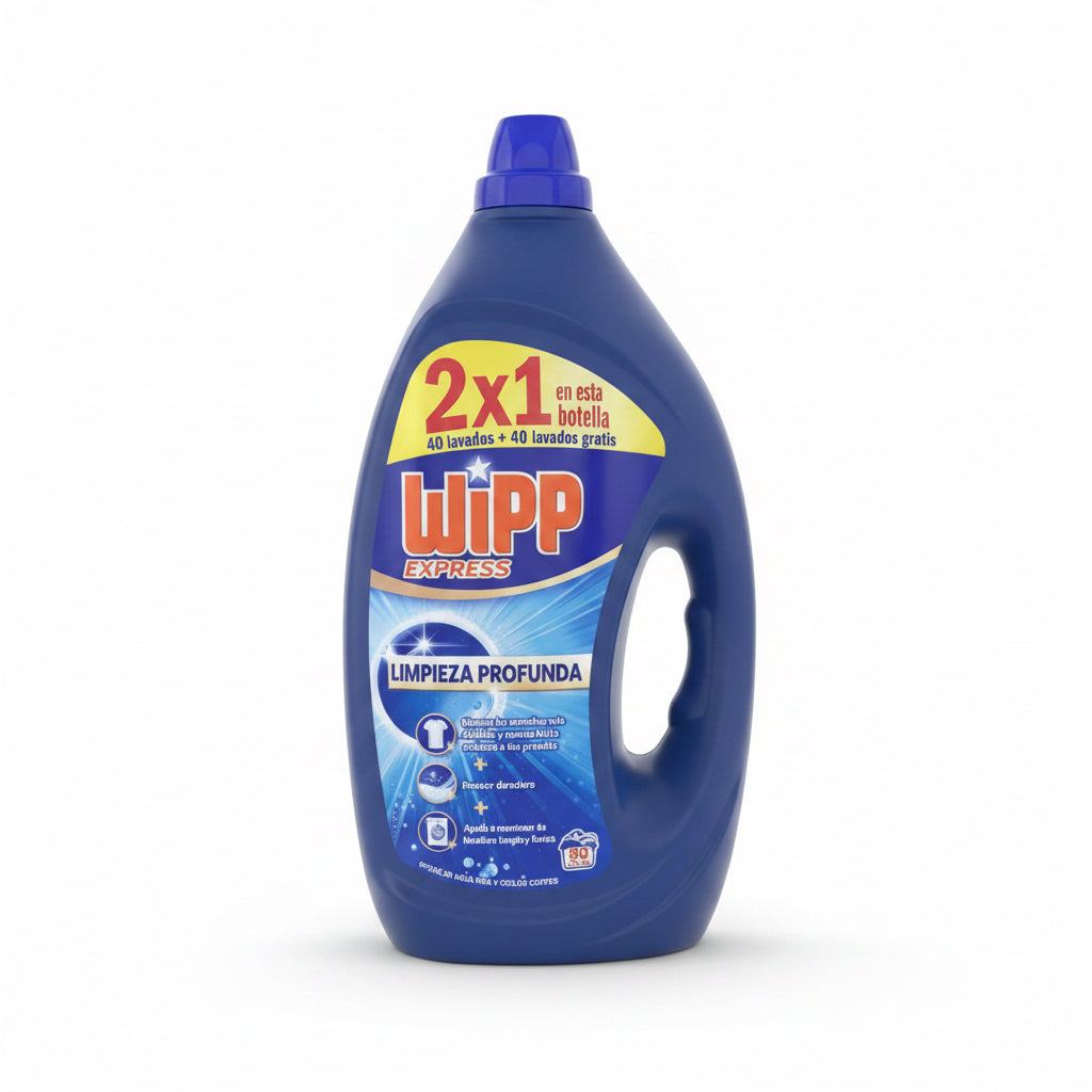 Detergente Líquido Limpieza Profunda Wipp Express 2x1 (40+40 Lavados)