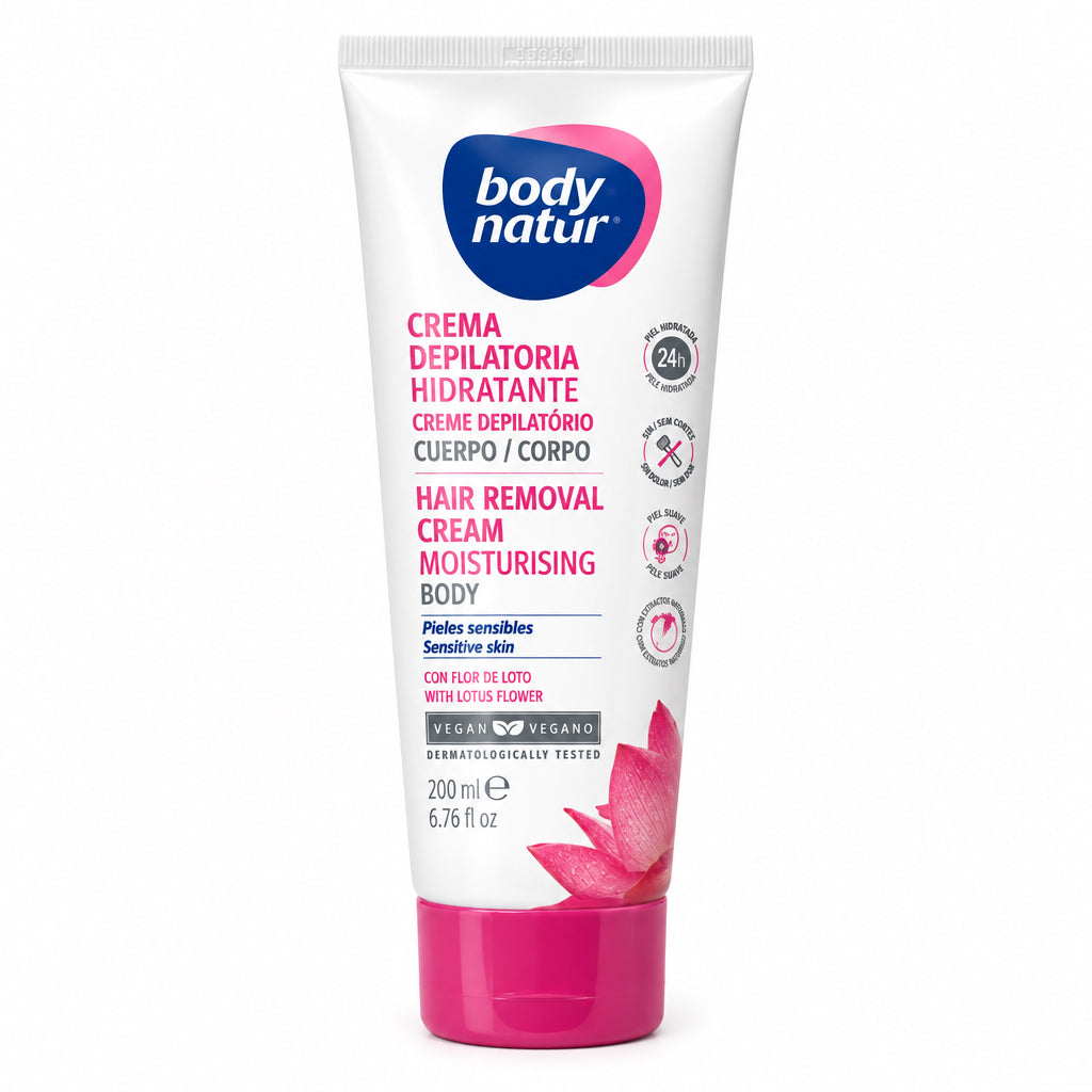 Crema Depilatoria Hidratante Cuerpo Pieles Sensibles Con Flor de Loto 200 ml Body Natur