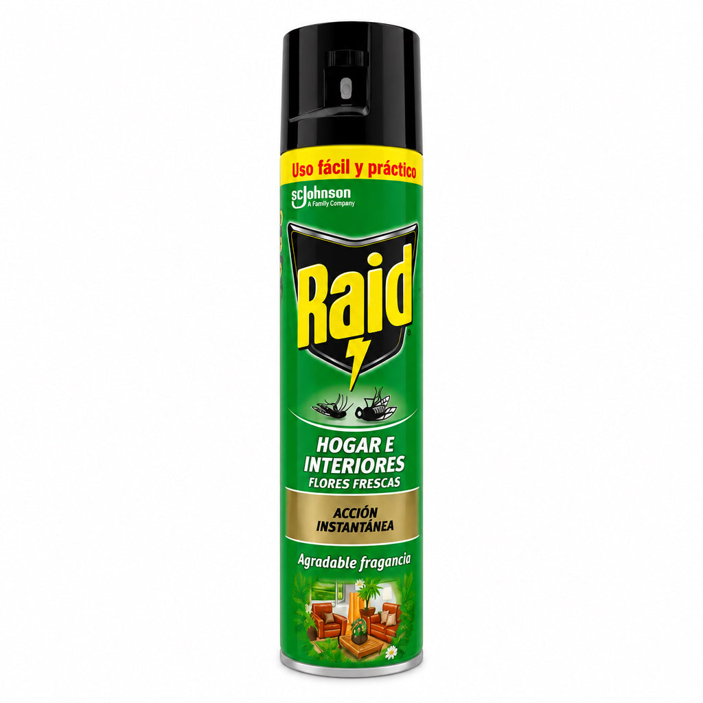 Raid Hogar e Interiores Flores Frescas Insecticida Aerosol Acción Instantánea 400ml