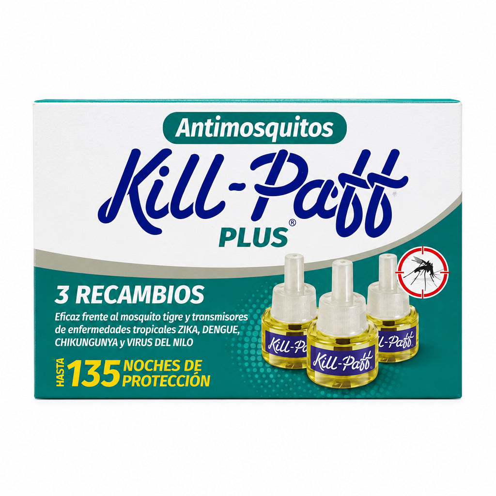 Kill-Paff Plus Antimosquitos 3 Recambios Hasta 135 Noches de Protección