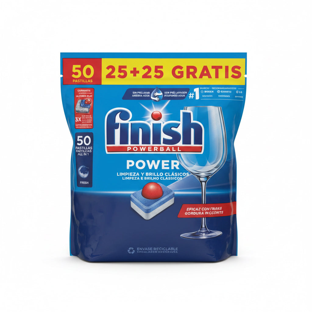 Finish Powerball Power Fresh - Pastillas para Lavavajillas (50 Pastillas: 25+25 Gratis)