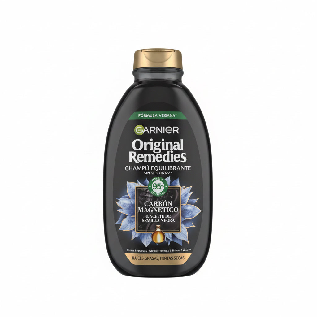 Champú Equilibrante Carbón Magnético y Aceite de Semilla Negra Original Remedies Garnier 400ml