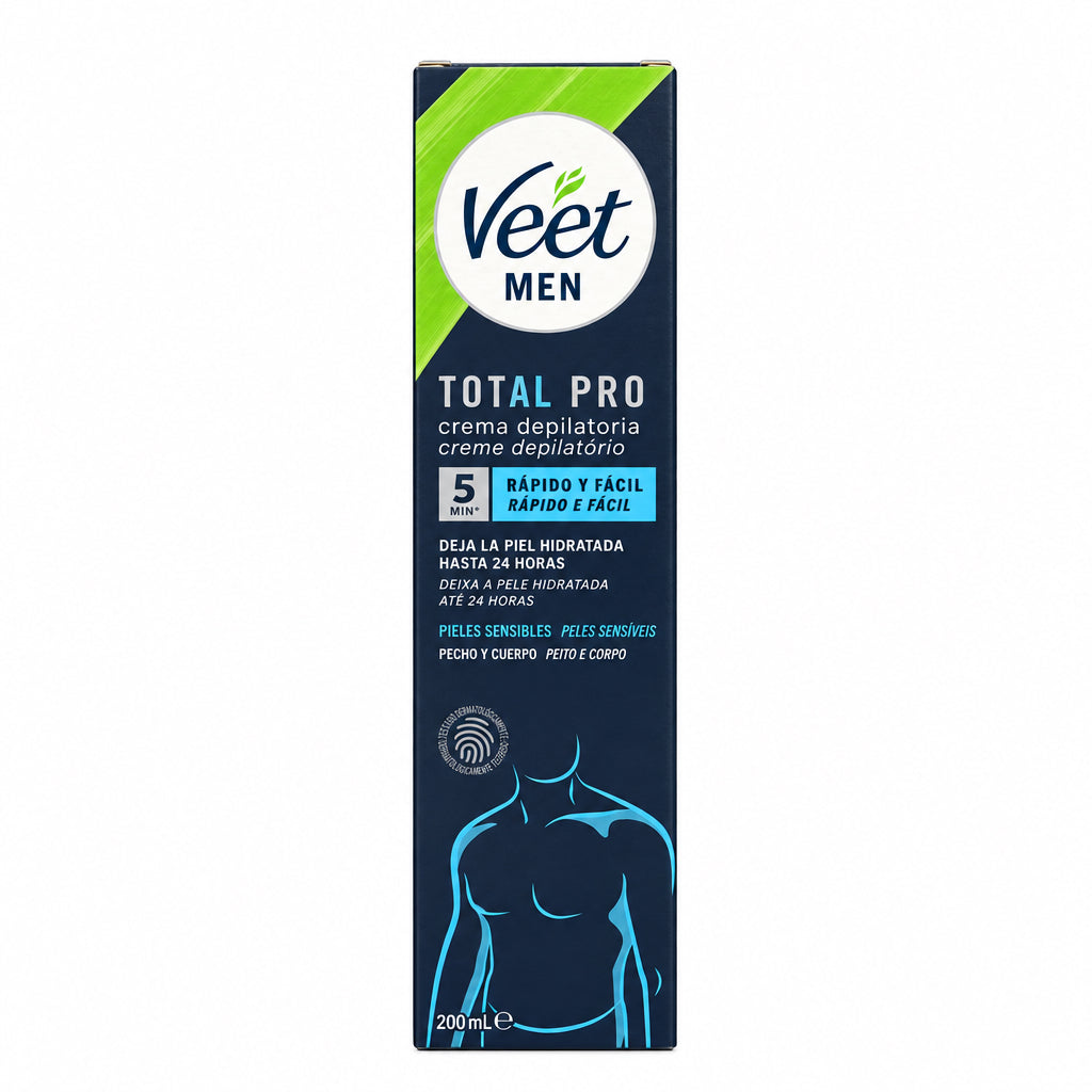 Crema Depilatoria Total Pro Pecho y Cuerpo Pieles Sensibles 200 ml Veet Men