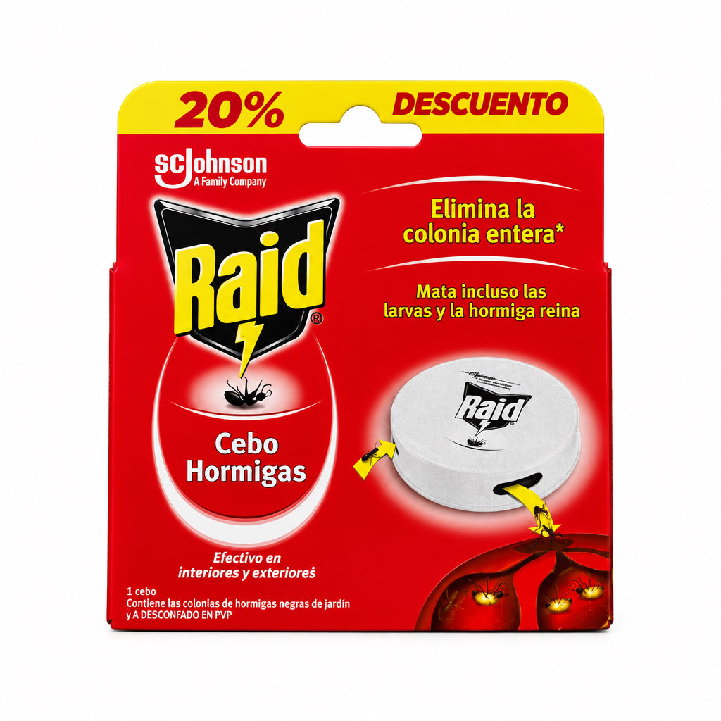 Raid Cebo Hormigas Efectivo en Interiores y Exteriores Elimina la Colonia Entera 1und