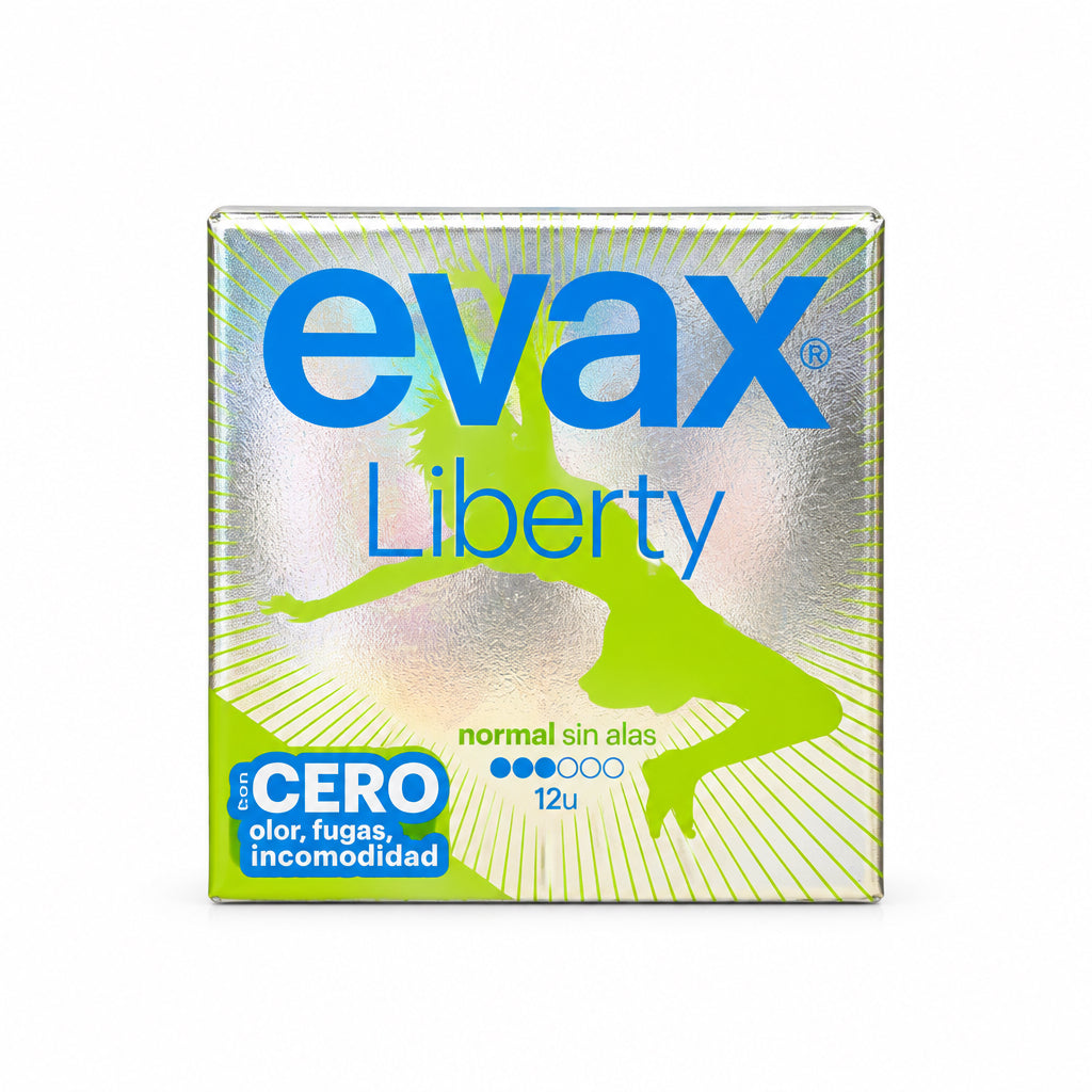 Evax Liberty Compresas Normal Sin Alas Cero Olor, Fugas e Incomodidad 12 Unidades