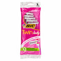 BiC Twin Lady Maquinillas de Afeitado Desechables 5 Unidades 2 Hojas Mango de Plástico Reciclado Precisión y Confort
