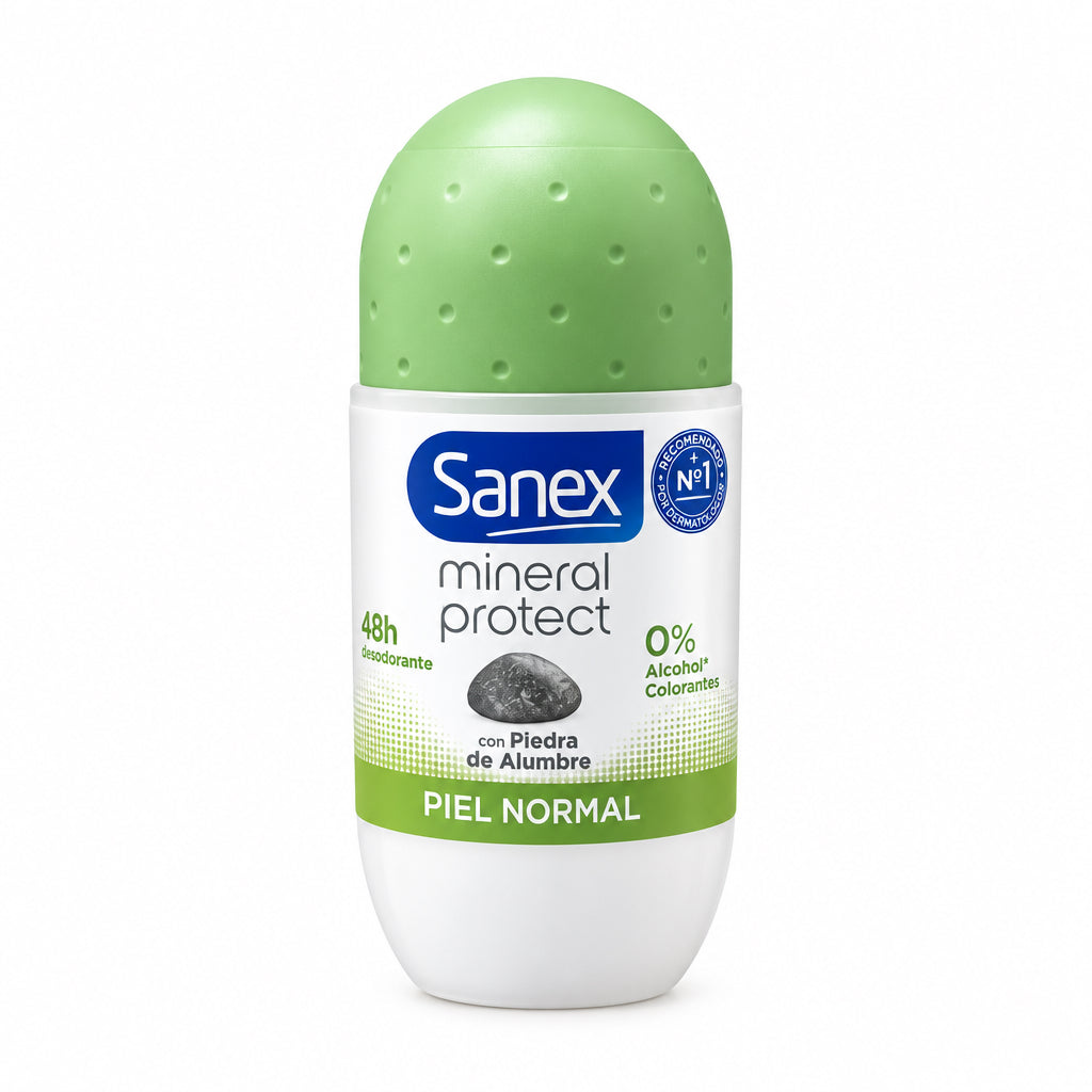 Desodorante Roll-On 48h Mineral Protect Piel Normal con Piedra de Alumbre Sanex 50ml