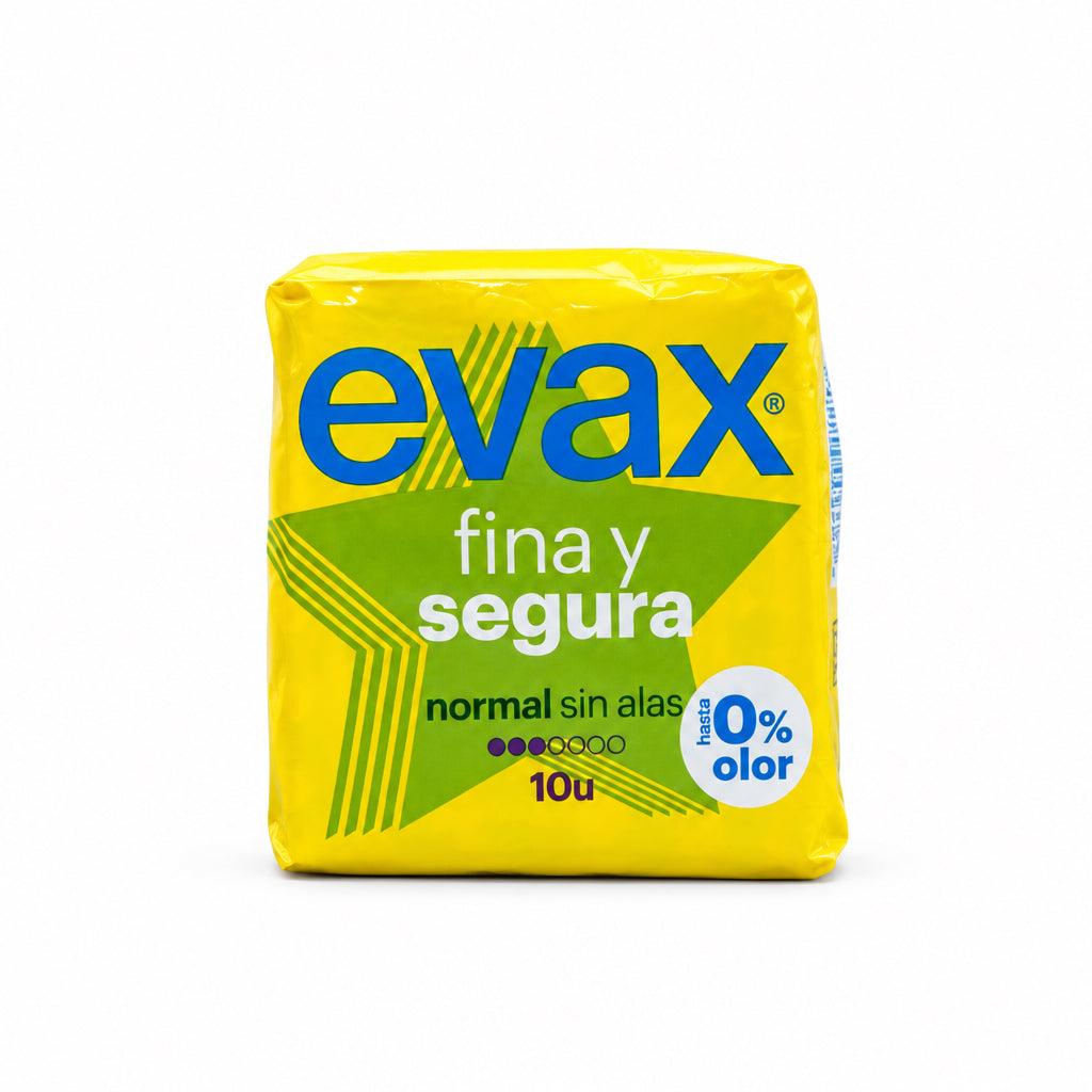 Evax Fina y Segura Compresas Normal Sin Alas Hasta 0% Olor 10 Unidades