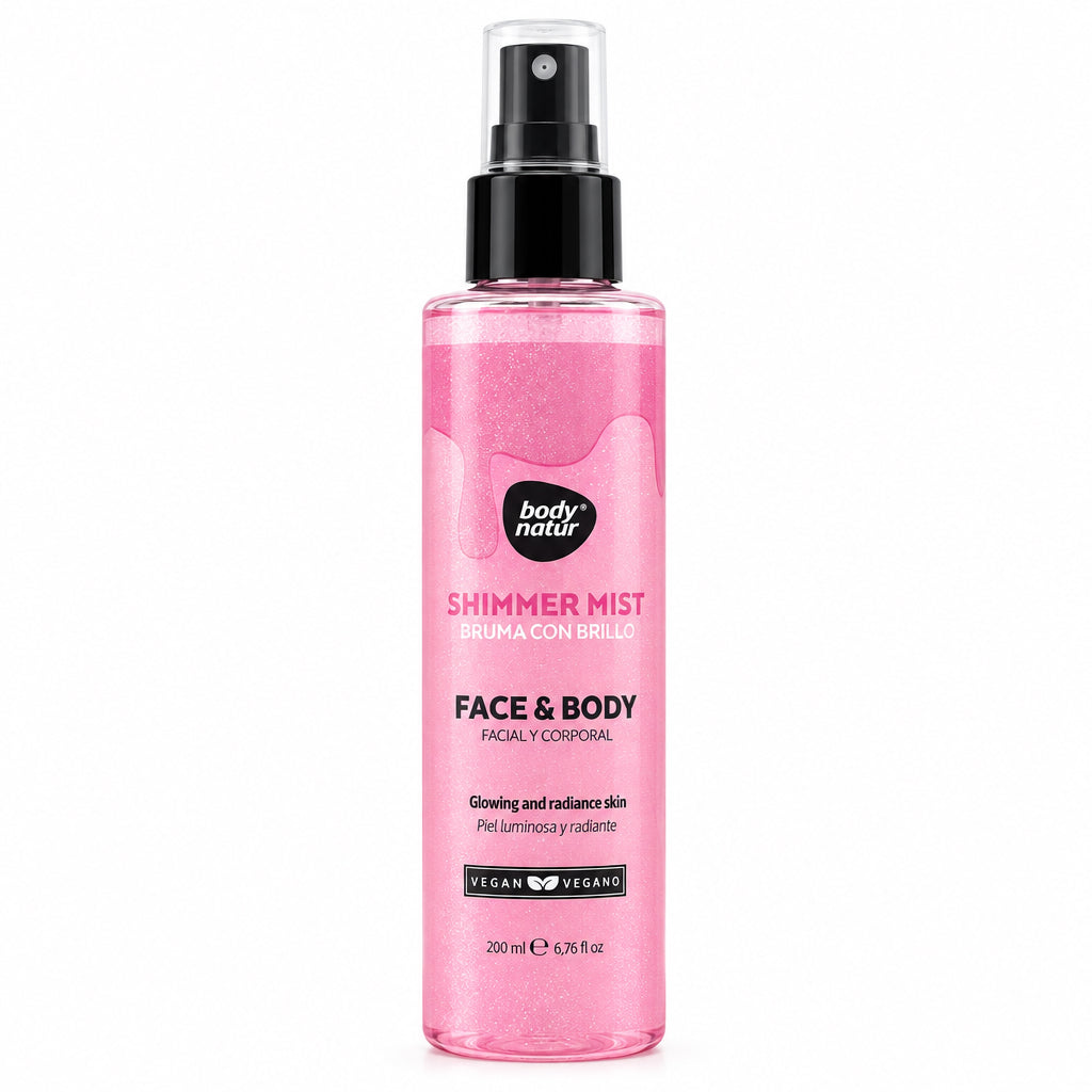 Body Natur Shimmer Mist Bruma con Brillo Face & Body Facial y Corporal 200 ml Fórmula Vegana Piel Luminosa y Radiante