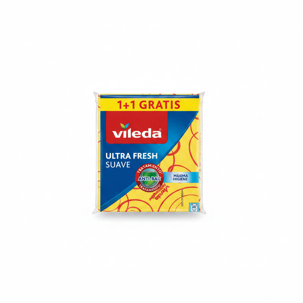 Vileda Ultra Fresh Suave 2 unidades – Bayeta Antibacteriana 1+1 Gratis