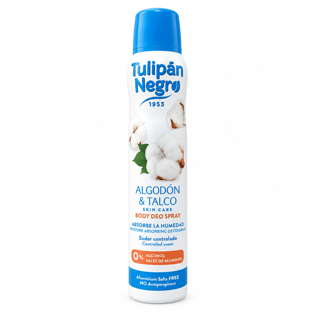 Desodorante Body Deo Spray Algodón & Talco 0% Alcohol y Sales de Aluminio Tulipán Negro 200ml