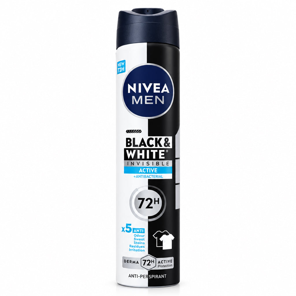 Desodorante Antitranspirante Men Black & White Invisible Active 72h Nivea 200ml