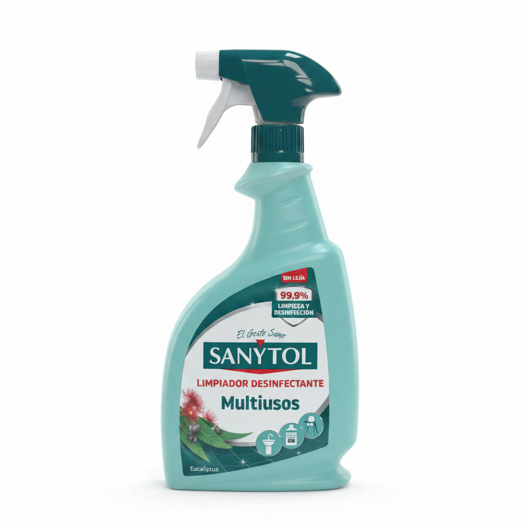 Limpiador Desinfectante Multiusos Sanytol Spray – Sin Lejía, Aroma Eucaliptus (Elimina 99,9% de Germenes) 750ml