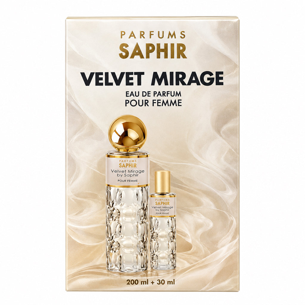 Estuche Velvet Mirage by Saphir Eau de Parfum Pour Femme 200 ml + 30 ml Perfume de Mujer