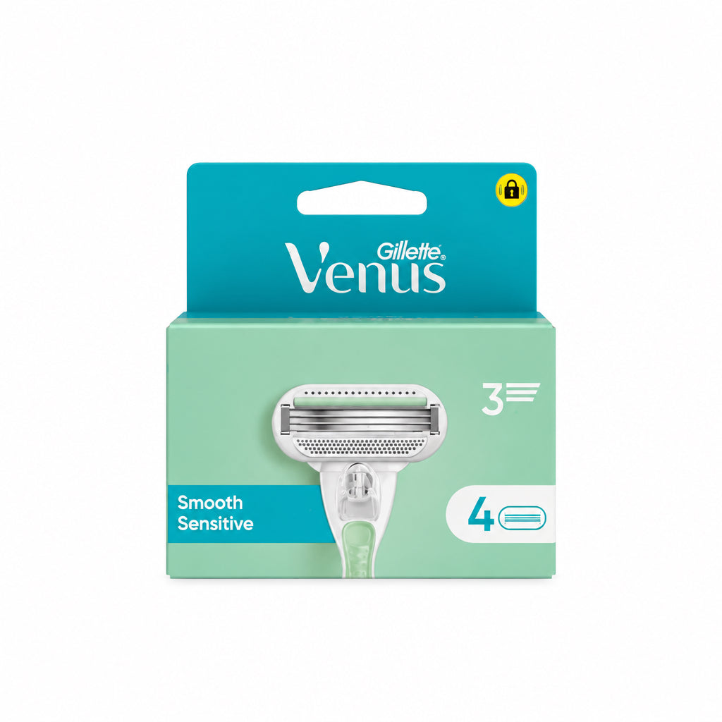 Gillette Venus Smooth Sensitive Recambios de Maquinilla de Afeitado 4 Unidades 3 Hojas Pieles Sensibles