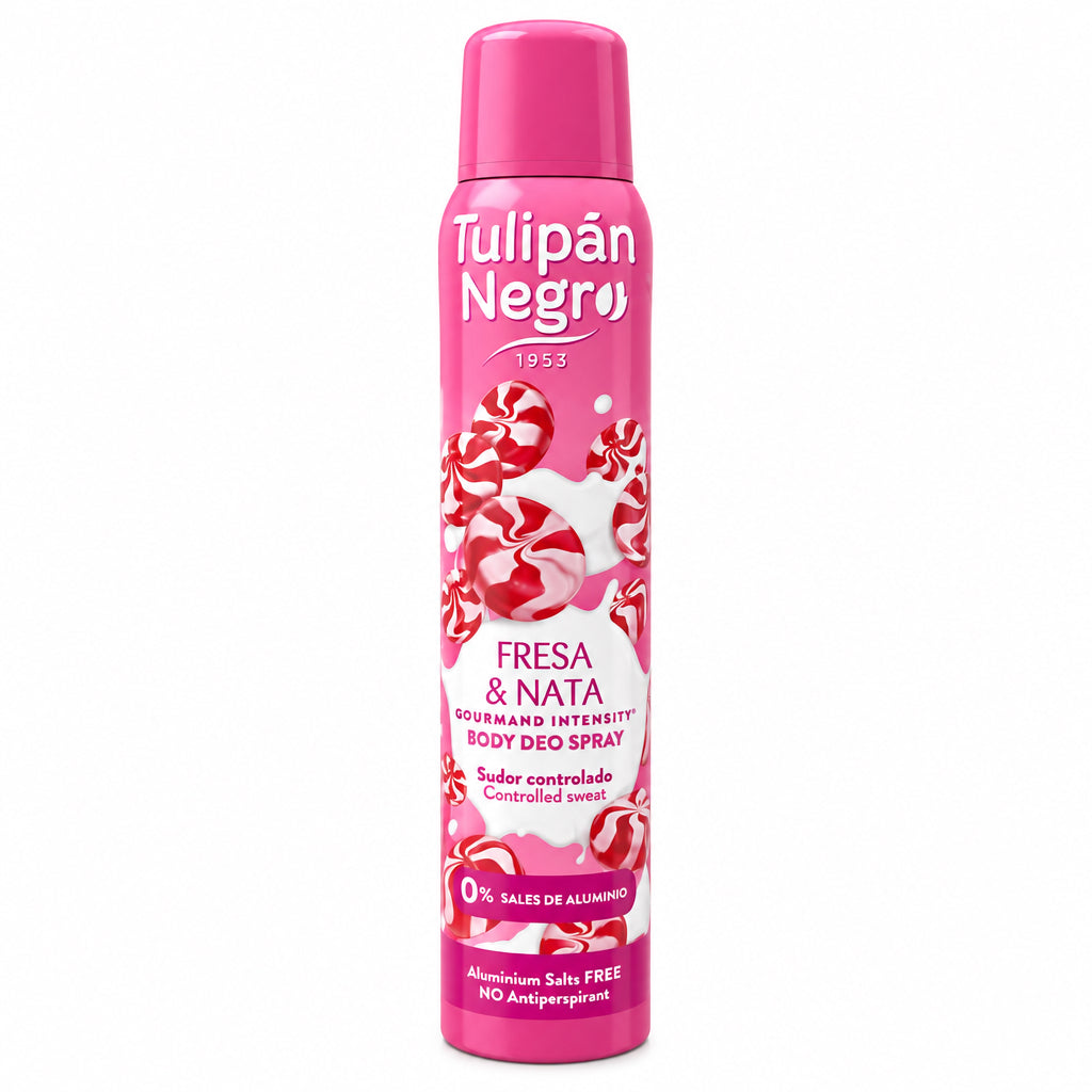 Desodorante Body Deo Spray Fresa & Nata 0% Sales de Aluminio Tulipán Negro 200ml