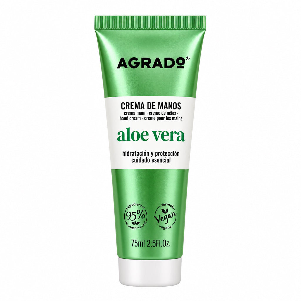Agrado Crema de Manos Aloe Vera Hidratación y Protección Cuidado Esencial 75 ml Fórmula Vegana 95% Origen Natural
