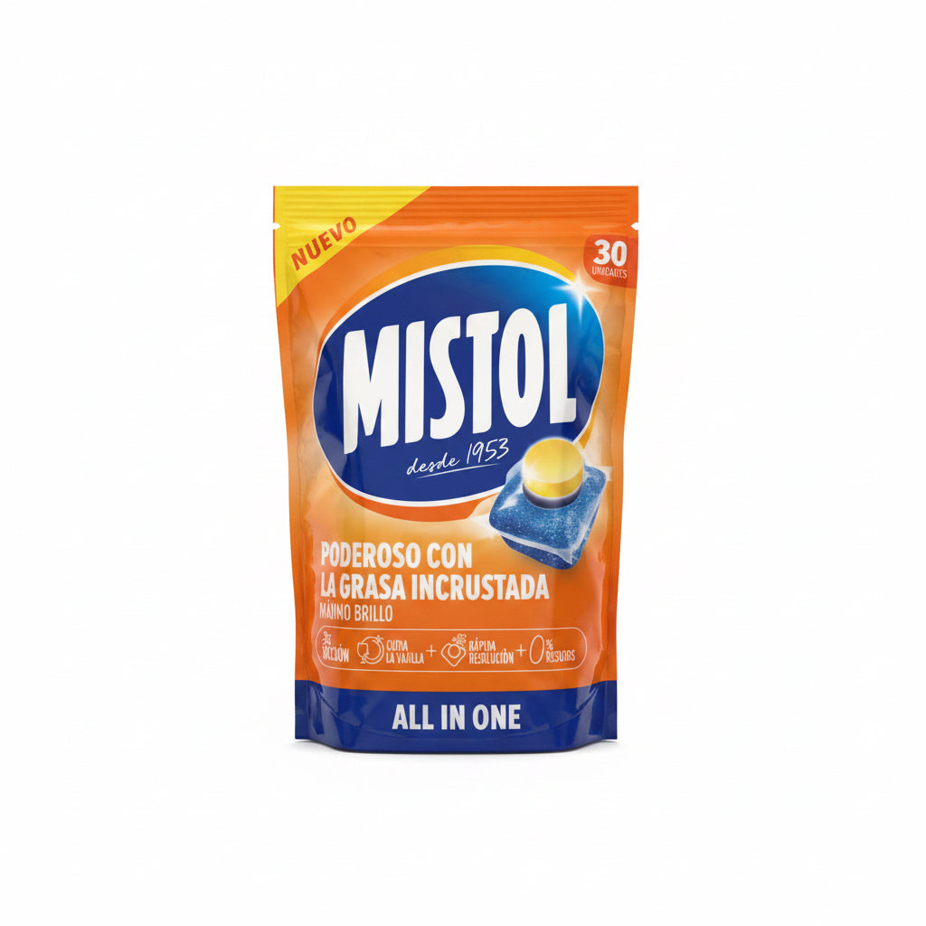 Mistol All in One - Cápsulas para Lavavajillas Podres con la Grasa Incrustada (30 Unidades)