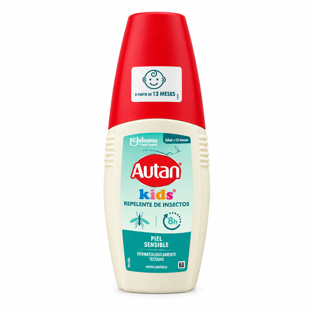 Autan Kids Repelente de Insectos Piel Sensible Dermatológicamente Testado A Partir de 12 Meses 8 Horas 100ml