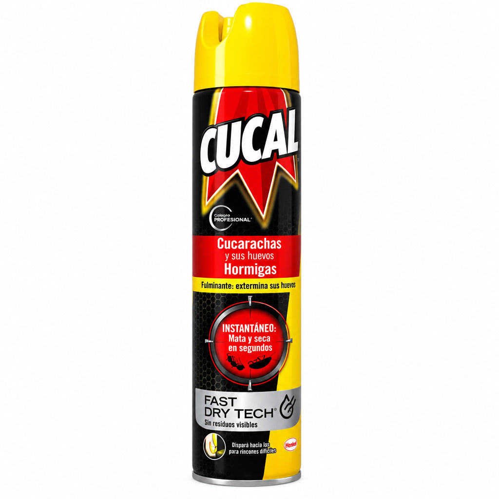 Cucal Insecticida Aerosol Cucarachas y Hormigas Fast Dry Tech Sin Residuos Visibles 400ml