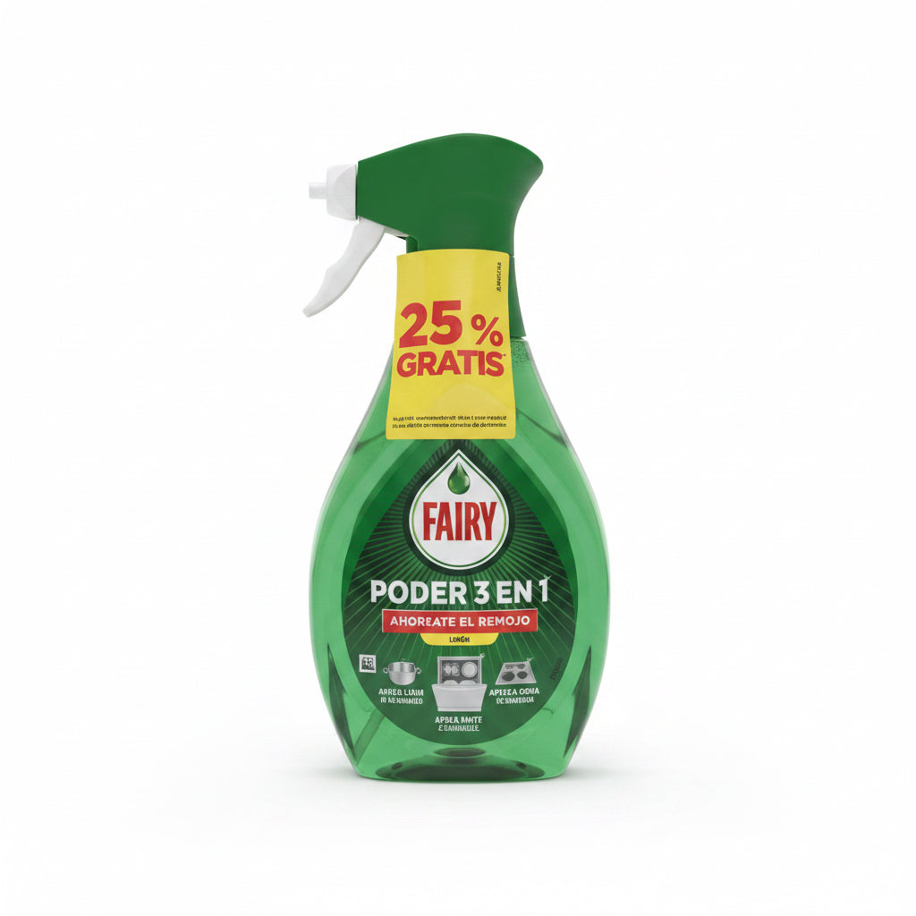 Spray Desengrasante Multiusos Poder 3 en 1 Limón Fairy (con 25% Gratis) 500ml