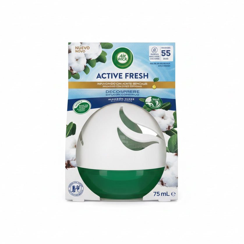 Difusor Continuo Active Fresh Decosphere Algodón Suave Air Wick 75 ml
